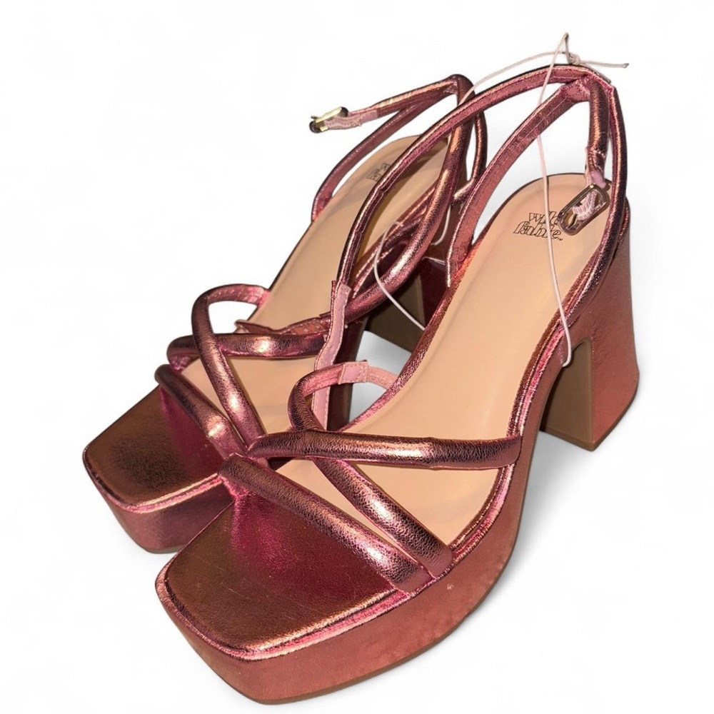Wild Fable Metallic Pink Platform Sandals | Chunky Heel Strappy Shoes (Size 7.5)